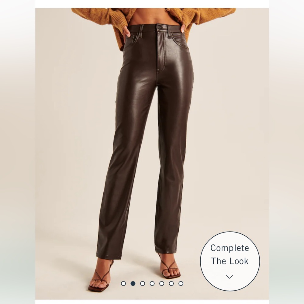 NWT Abercrombie Faux Leather Straight Leg Brown Pants